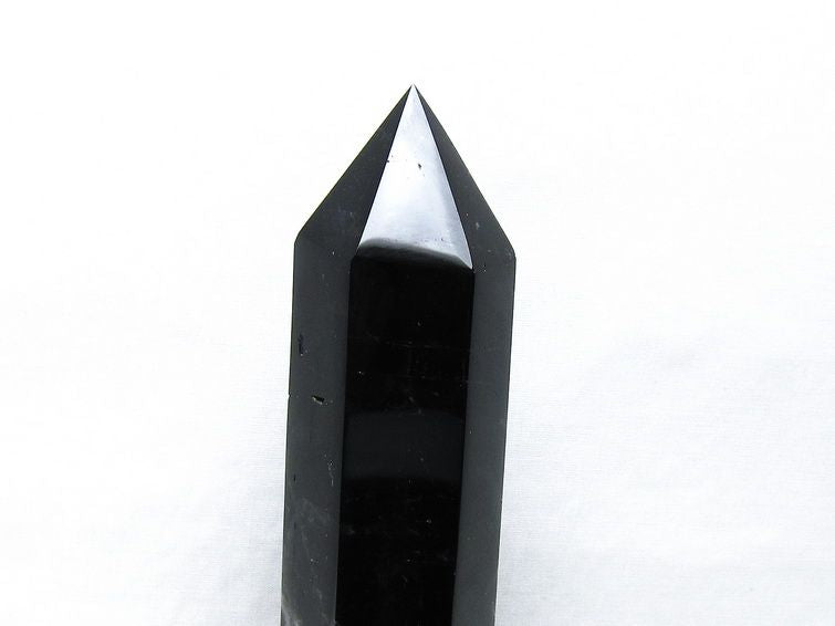 モリオン 六角柱 黒水晶 ポイント 置物 一点物 台座付属 152-4295