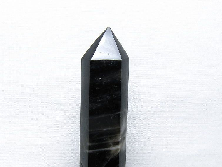 モリオン 六角柱 黒水晶 ポイント 置物 一点物 台座付属 152-4296
