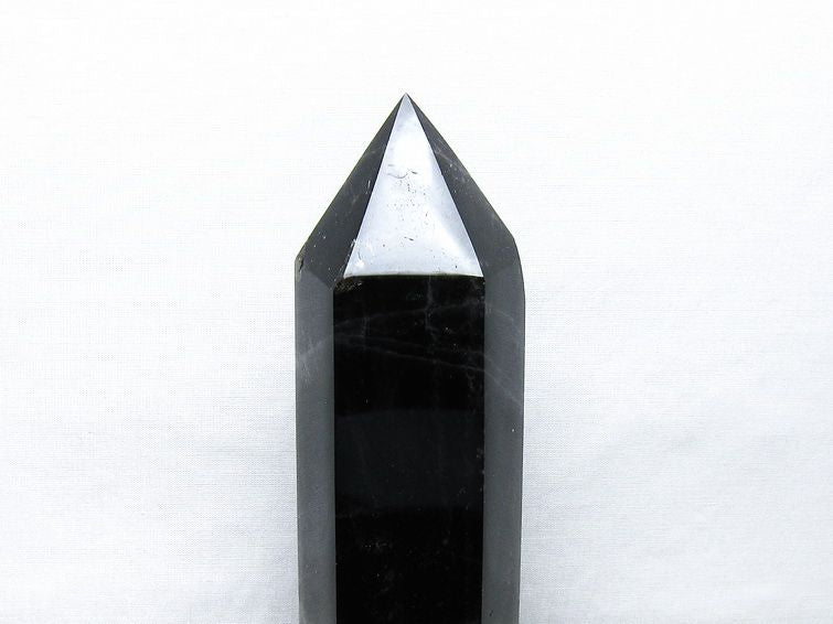 1.1Kg モリオン 六角柱 黒水晶 ポイント 置物 一点物 台座付属 152-4297