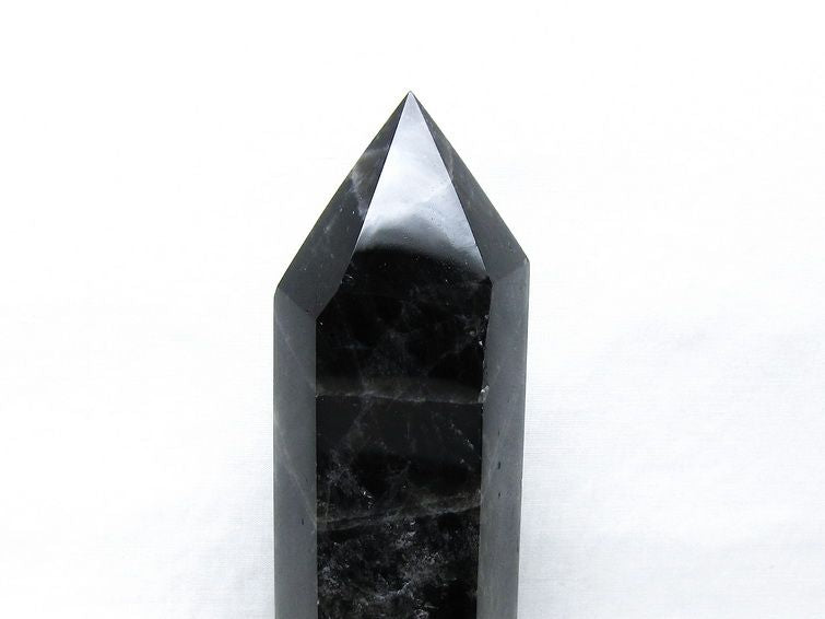 1.1Kg モリオン 六角柱 黒水晶 ポイント 置物 一点物 台座付属 152-4298