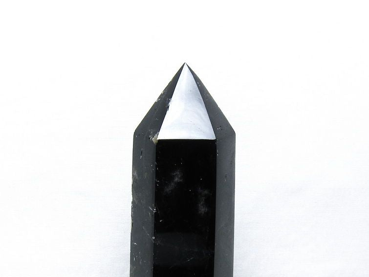 モリオン 六角柱 黒水晶 ポイント 置物 一点物 台座付属 152-4299