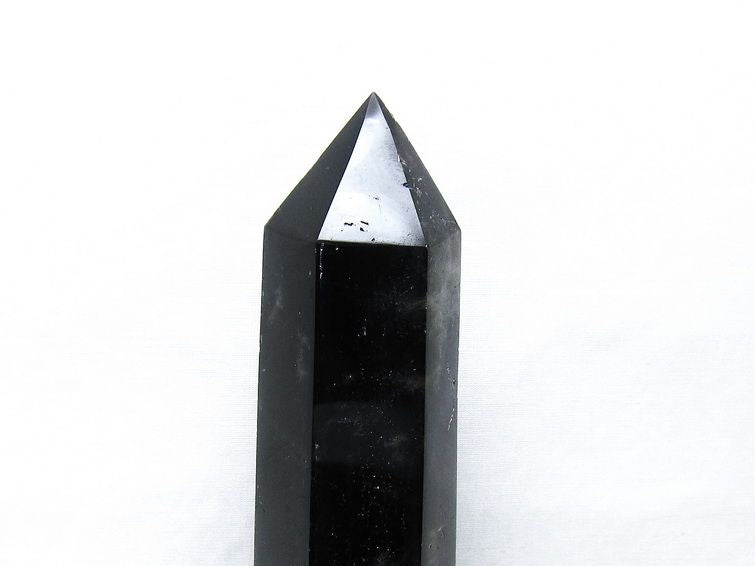 モリオン 六角柱 黒水晶 ポイント 置物 一点物 台座付属 152-4299
