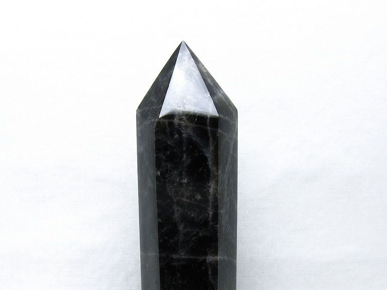 1.1Kg モリオン 六角柱 黒水晶 ポイント 置物 一点物 台座付属 152-4300