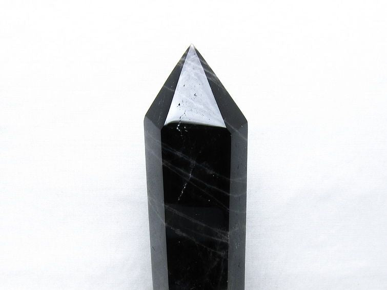 1.2Kg モリオン 六角柱 黒水晶 ポイント 置物 一点物 台座付属 152-4301