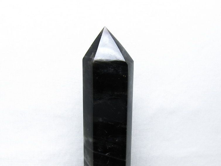 モリオン 六角柱 黒水晶 ポイント 置物 一点物 台座付属 152-4302