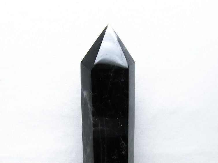 1.3Kg モリオン 六角柱 黒水晶 ポイント 置物 一点物 台座付属 152-4303