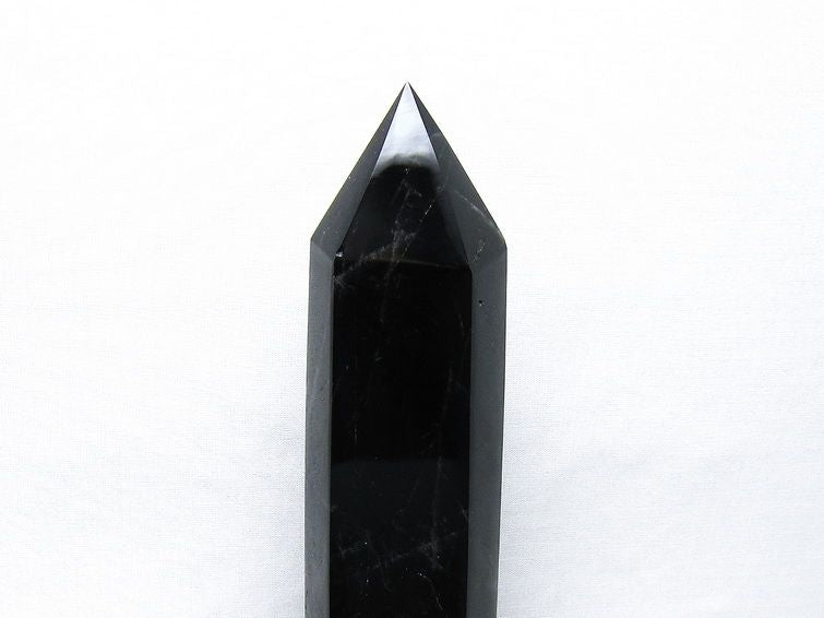 モリオン 六角柱 黒水晶 ポイント 置物 一点物 台座付属 152-4305