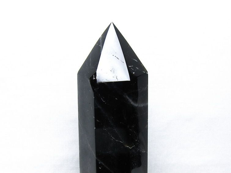1.5Kg モリオン 六角柱 黒水晶 ポイント 置物 一点物 台座付属 152-4306