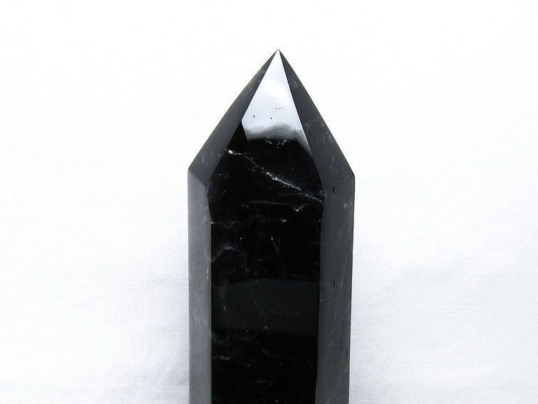 1.5Kg モリオン 六角柱 黒水晶 ポイント 置物 一点物 台座付属 152-4307