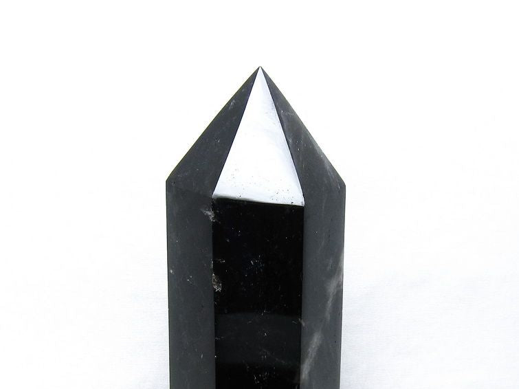 1.4Kg モリオン 六角柱 黒水晶 ポイント 置物 一点物 台座付属 152-4308