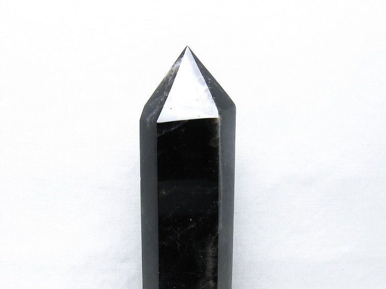 1Kg モリオン 六角柱 黒水晶 ポイント 置物 一点物 台座付属 152-4309