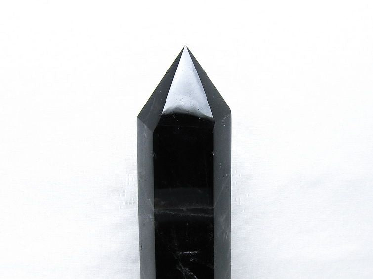 1.1Kg モリオン 六角柱 黒水晶 ポイント 置物 一点物 台座付属 152-4310