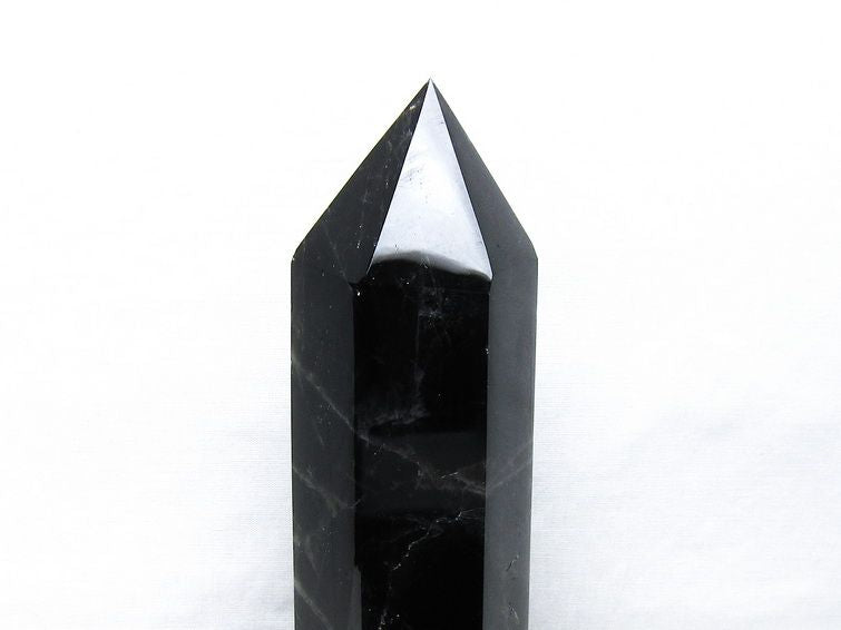 1.1Kg モリオン 六角柱 黒水晶 ポイント 置物 一点物 台座付属 152-4310