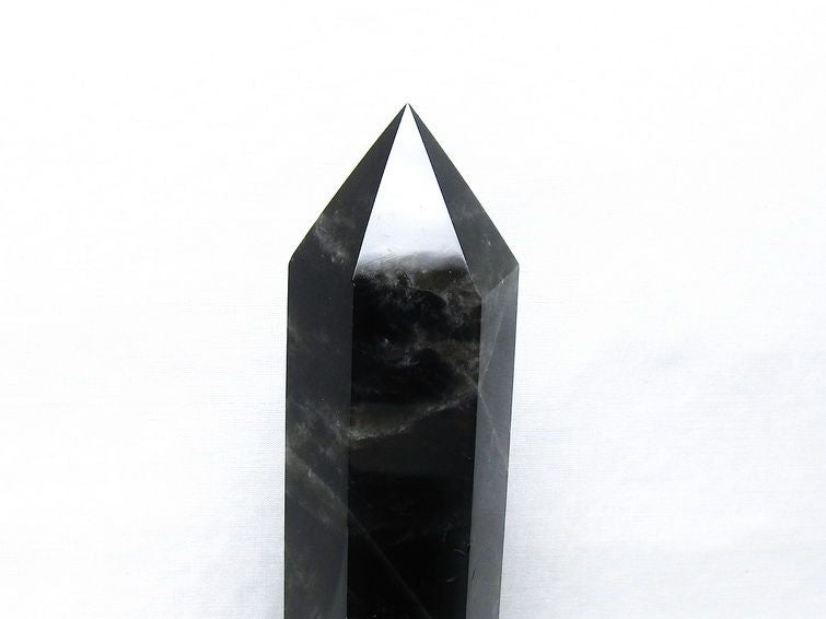 モリオン 六角柱 黒水晶 ポイント 置物 一点物 台座付属 152-4311
