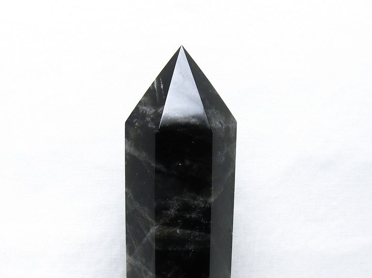 モリオン 六角柱 黒水晶 ポイント 置物 一点物 台座付属 152-4311