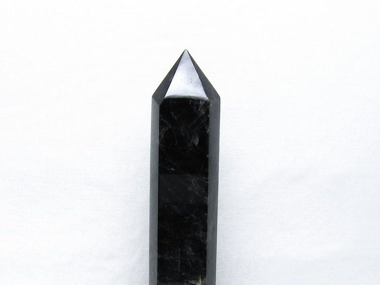 モリオン 六角柱 黒水晶 ポイント 置物 一点物 台座付属 152-4312