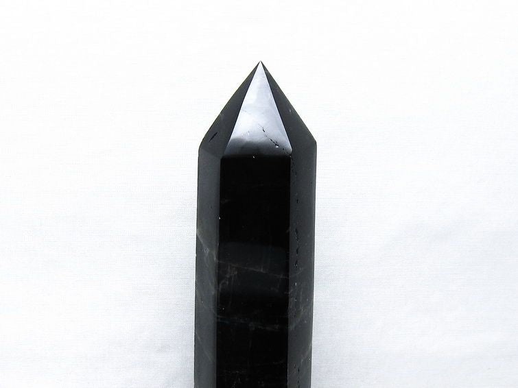 モリオン 六角柱 黒水晶 ポイント 置物 一点物 台座付属 152-4314