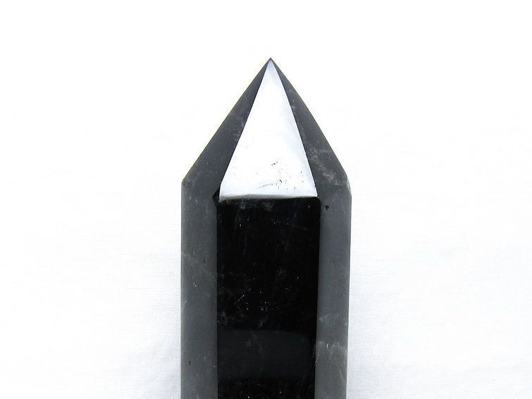 1.4Kg モリオン 六角柱 黒水晶 ポイント 置物 一点物 台座付属 152-4316