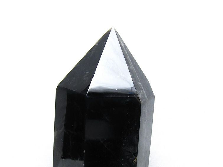 1.4Kg モリオン 六角柱 黒水晶 ポイント 置物 一点物 台座付属 152-4318