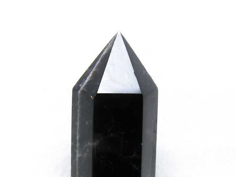 1.4Kg モリオン 六角柱 黒水晶 ポイント 置物 一点物 台座付属 152-4318