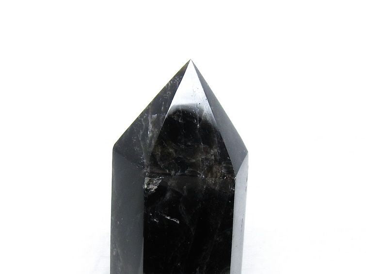 1.1Kg モリオン 六角柱 黒水晶 ポイント 置物 一点物 台座付属 152-4319