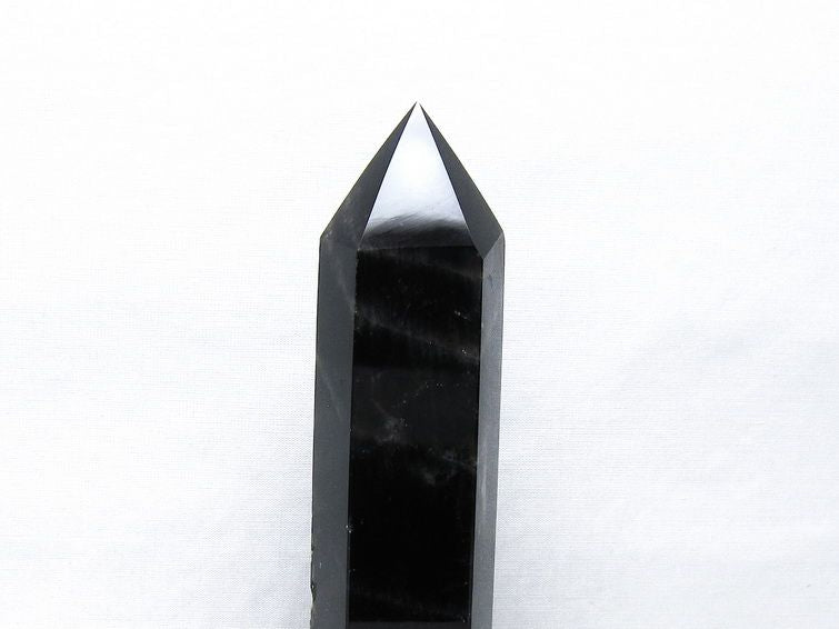 モリオン 六角柱 黒水晶 ポイント 置物 一点物 台座付属 152-4320