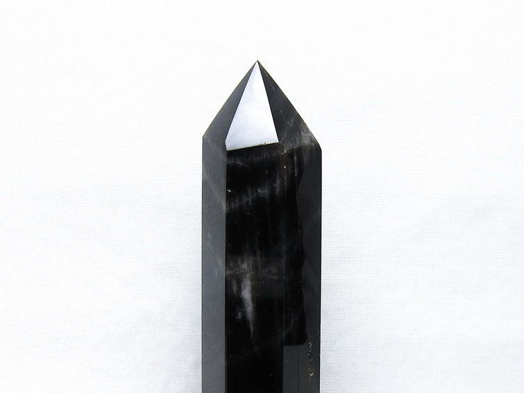 モリオン 六角柱 黒水晶 ポイント 置物 一点物 台座付属 152-4320