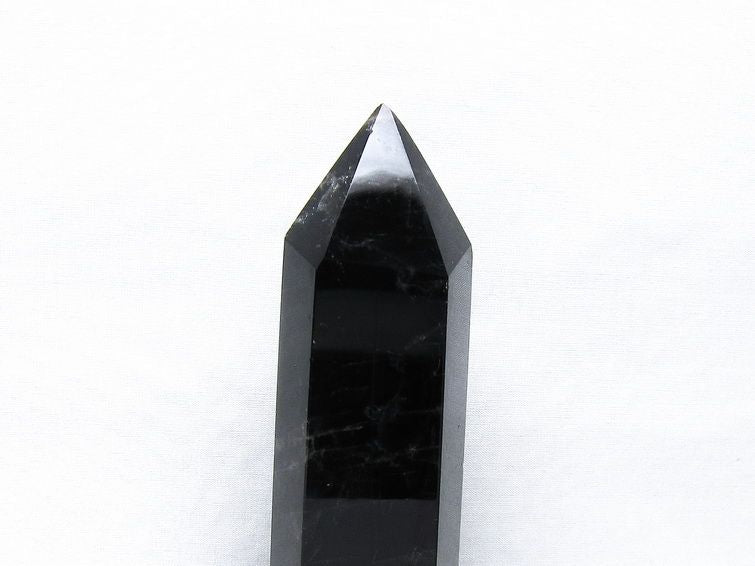 モリオン 六角柱 黒水晶 ポイント 置物 一点物 台座付属 152-4321