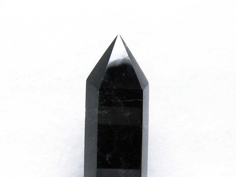 黒水晶 六角柱 モリオン ポイント 置物 一点物 台座付属 152-4322