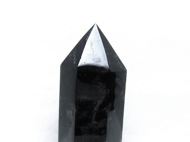 黒水晶 六角柱 モリオン ポイント 置物 一点物 台座付属 152-4330