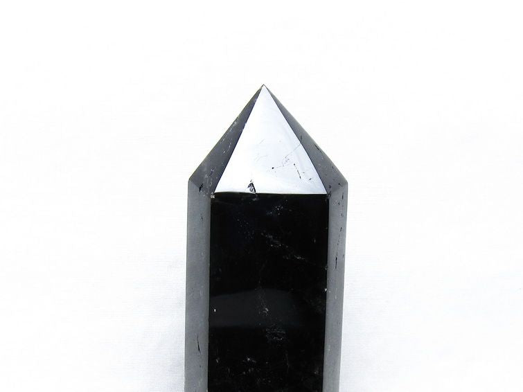 黒水晶 六角柱 モリオン ポイント 置物 一点物 台座付属 152-4332