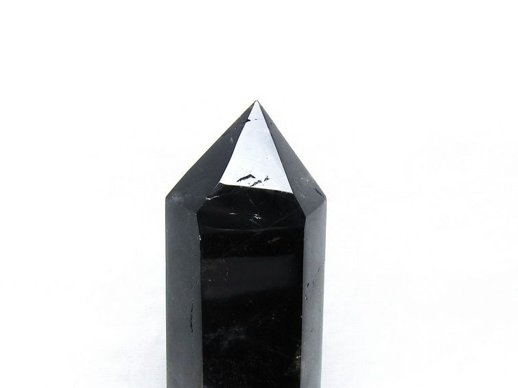 黒水晶 六角柱 モリオン ポイント 置物 一点物 台座付属 152-4332