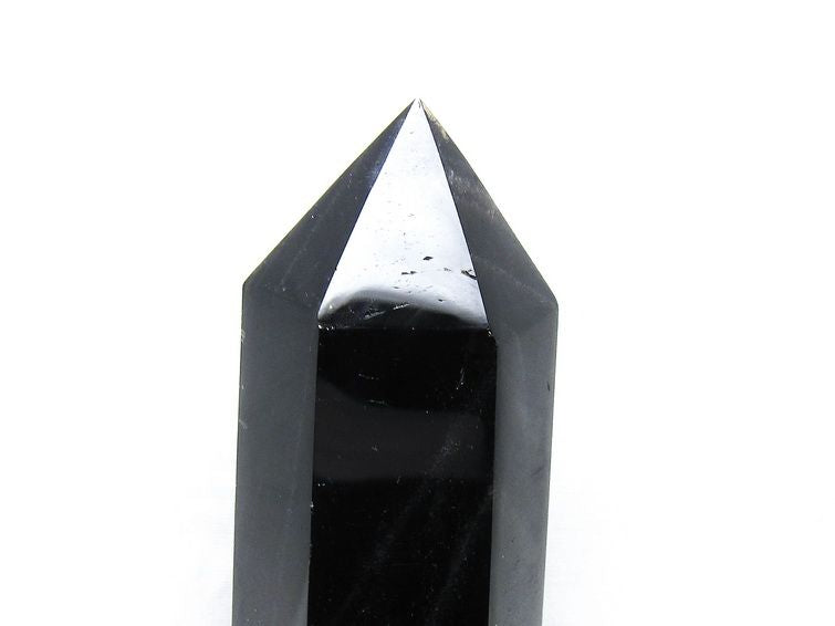 黒水晶 六角柱 モリオン ポイント 置物 一点物 台座付属 152-4334