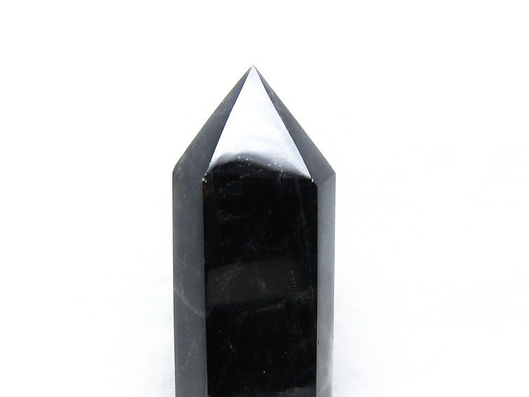 黒水晶 六角柱 モリオン ポイント 置物 一点物 台座付属 152-4335