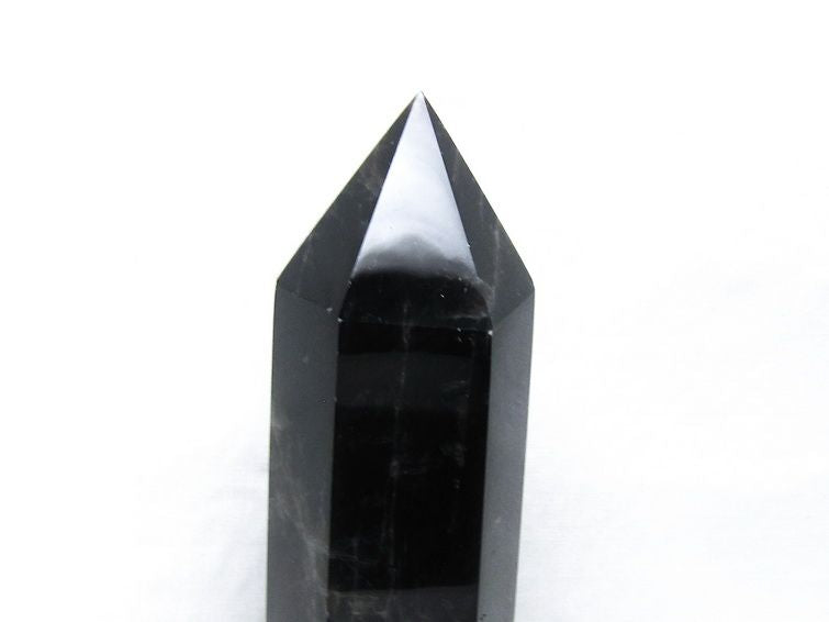 黒水晶 六角柱 モリオン ポイント 置物 一点物 台座付属 152-4338