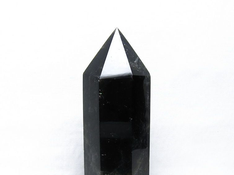 黒水晶 六角柱 モリオン ポイント 置物 一点物 台座付属 152-4338