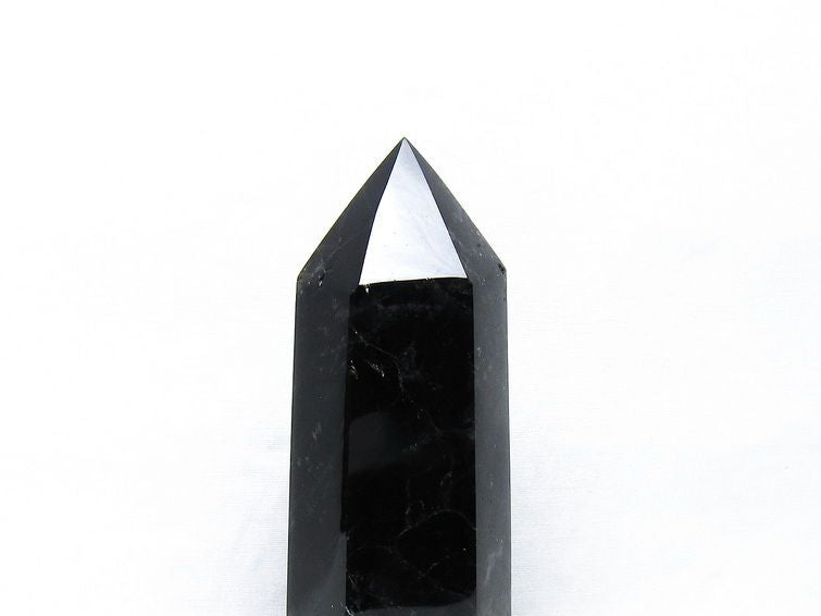 黒水晶 六角柱 モリオン ポイント 置物 一点物 台座付属 152-4339