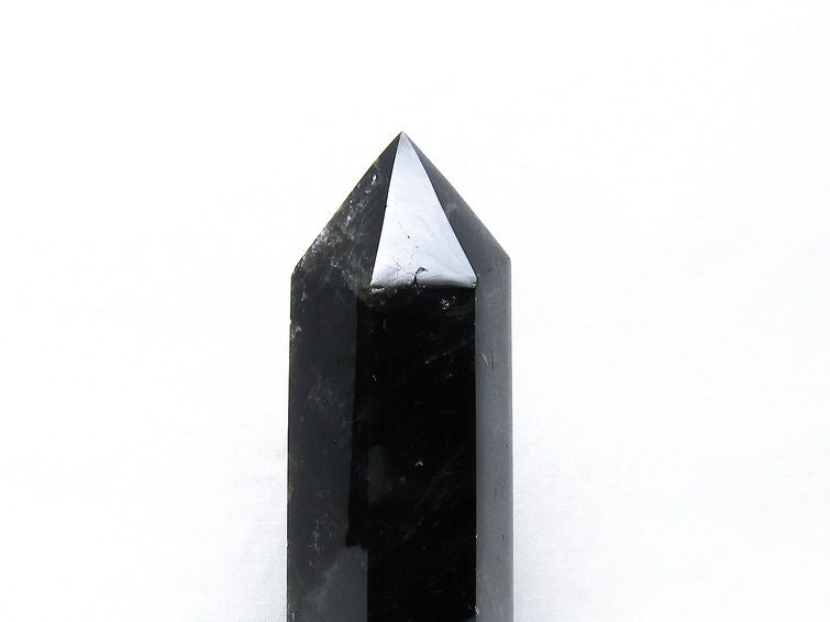 黒水晶 六角柱 モリオン ポイント 置物 一点物 台座付属 152-4339