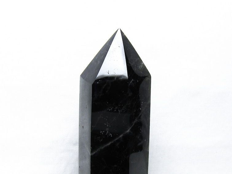 1Kg 黒水晶 六角柱 モリオン ポイント 置物 一点物 台座付属 152-4340