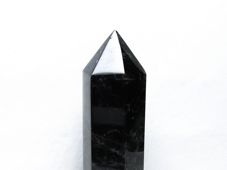 黒水晶 六角柱 モリオン ポイント 置物 一点物 台座付属 152-4341