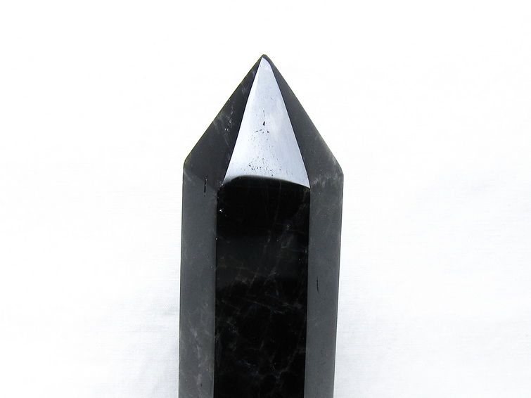 黒水晶 六角柱 モリオン ポイント 置物 一点物 台座付属 152-4341