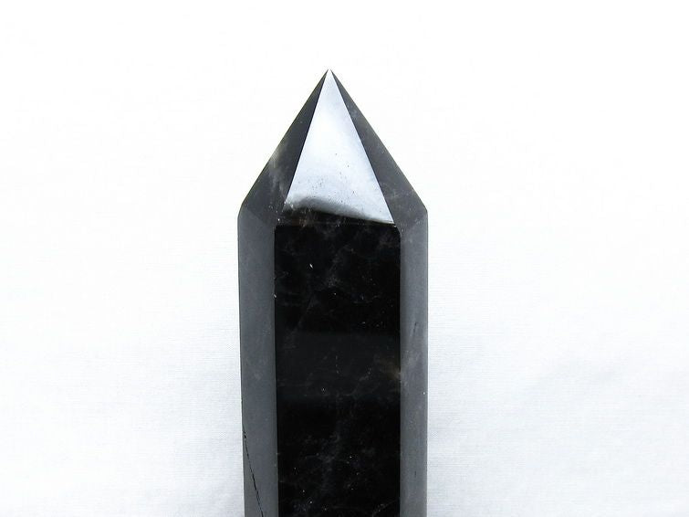 1Kg 黒水晶 六角柱 モリオン ポイント 置物 一点物 台座付属 152-4345
