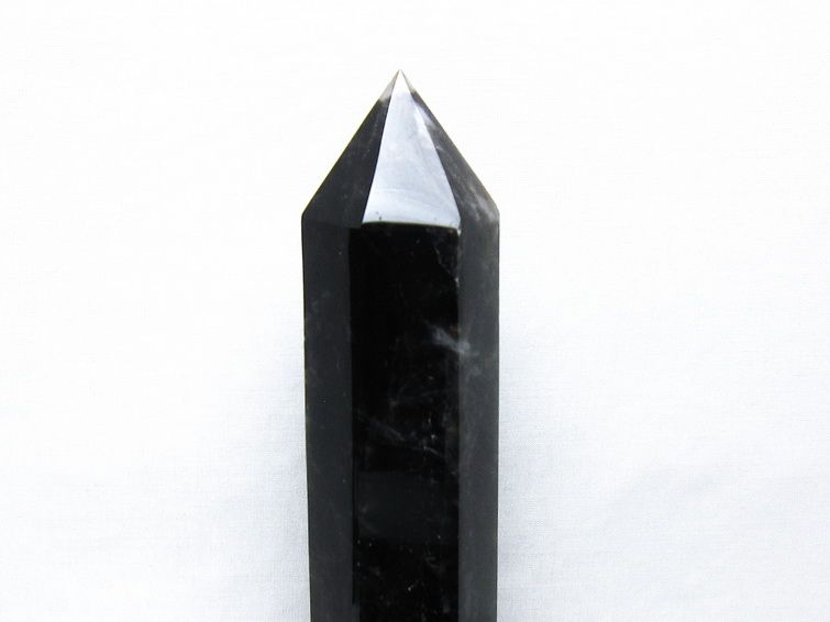 黒水晶 六角柱 モリオン ポイント 置物 一点物 台座付属 152-4348