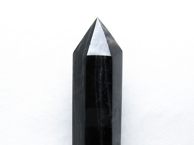 1.6Kg 黒水晶 六角柱 モリオン ポイント 置物 一点物 台座付属 152-4349