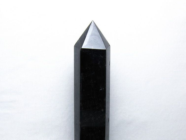 1.8Kg 黒水晶 六角柱 モリオン ポイント 置物 一点物 台座付属 152-4352