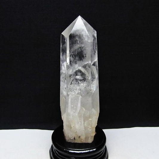 水晶 六角柱 虹入り 水晶 ポイント 台座付属 置物 原石 一点物 152-4488