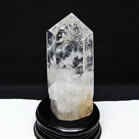 水晶 六角柱 虹入り 水晶 ポイント 台座付属 置物 原石 一点物 152-4490