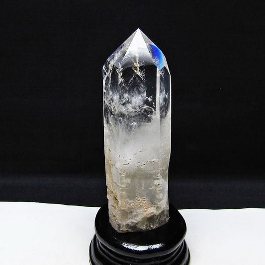 水晶 六角柱 虹入り 水晶 ポイント 台座付属 置物 原石 一点物 152-4491