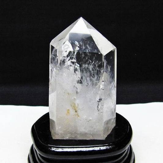 水晶 六角柱 虹入り 水晶 ポイント 台座付属 置物 原石 一点物 152-4495