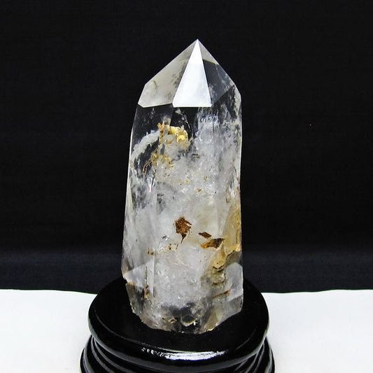 水晶 六角柱 虹入り 水晶 ポイント 台座付属 置物 原石 一点物 152-4498